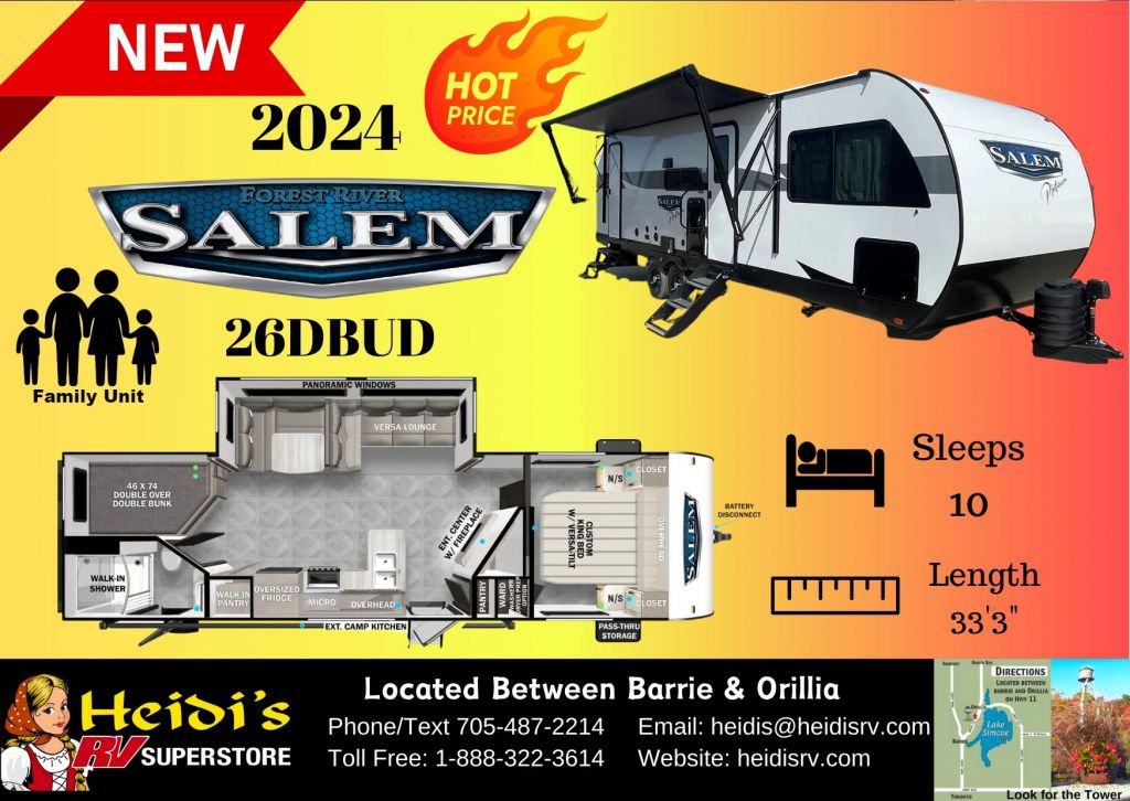 2024 FOREST RIVER SALEM 26DBUD (DBL/DBL BUNKS, OUT. KITCHEN)