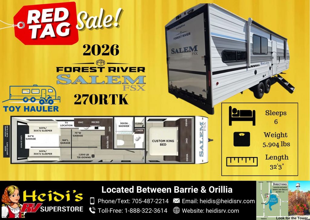 2026 FOREST RIVER SALEM FSX 270RTK (TT, MID. KITCHEN*)