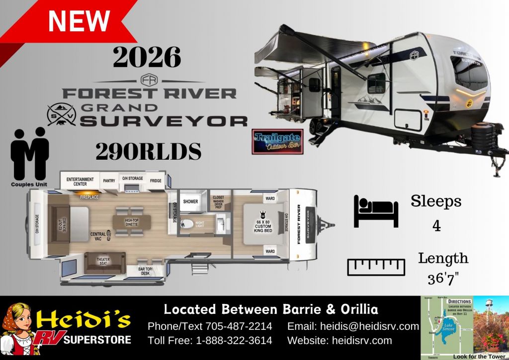 2026 FOREST RIVER SURVEYOR GRAND 290RLDS (ISLAND KITCHEN, REAR LIVING*)