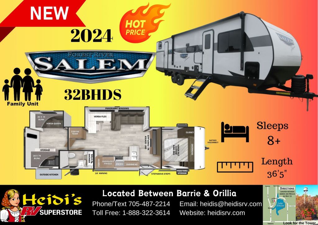 2024 FOREST RIVER SALEM 32BHDS (TRIPLE BUNKS, OUT. KITCHEN)