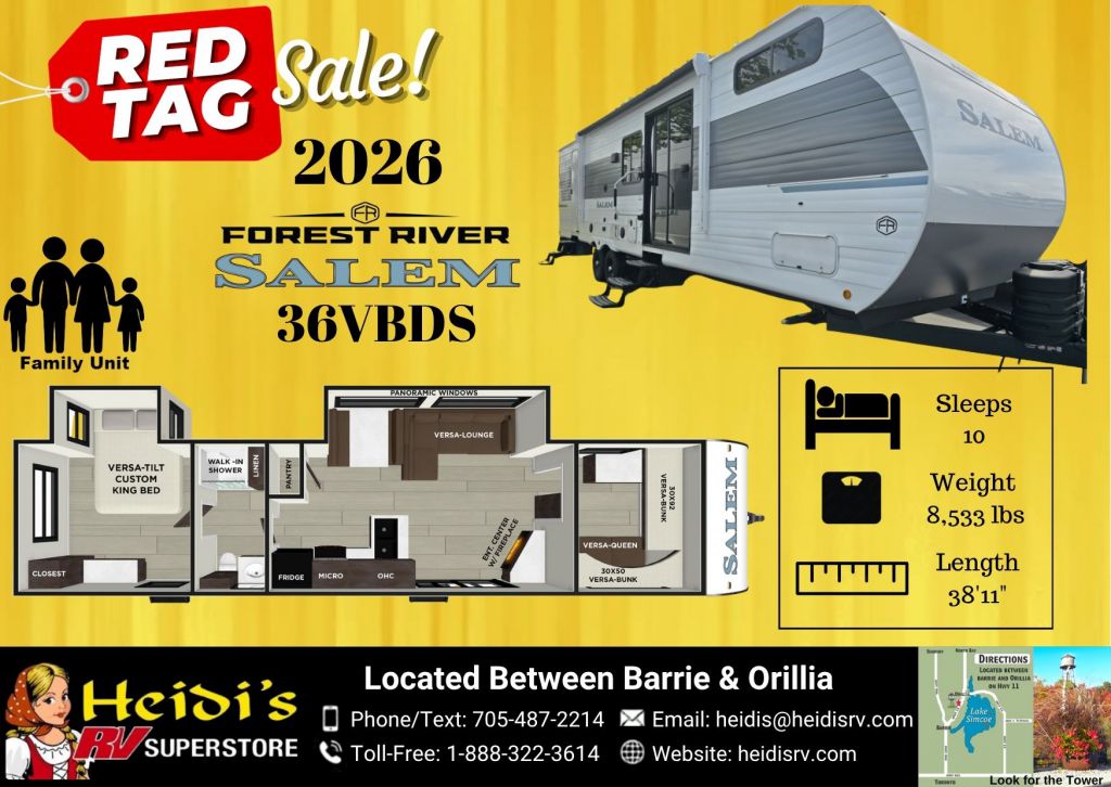 2026 FOREST RIVER SALEM 36VBDS (VERSA FRONT BUNKS)