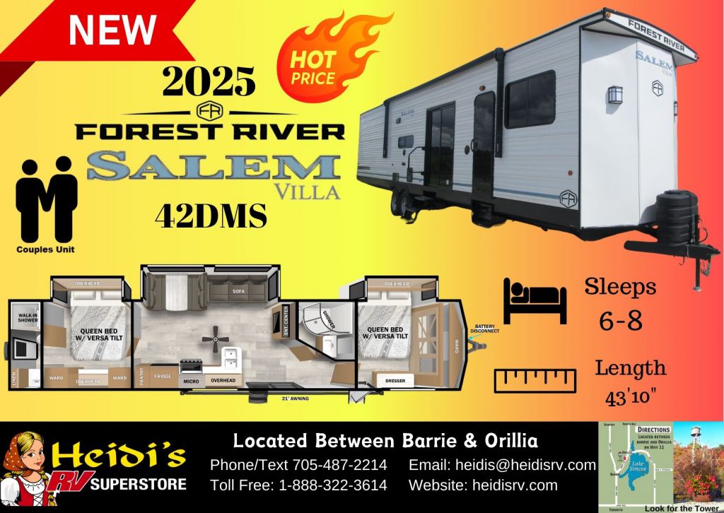 2025 FOREST RIVER SALEM VILLA 42DMS (2 QUEEN, 2 FULL BATH)