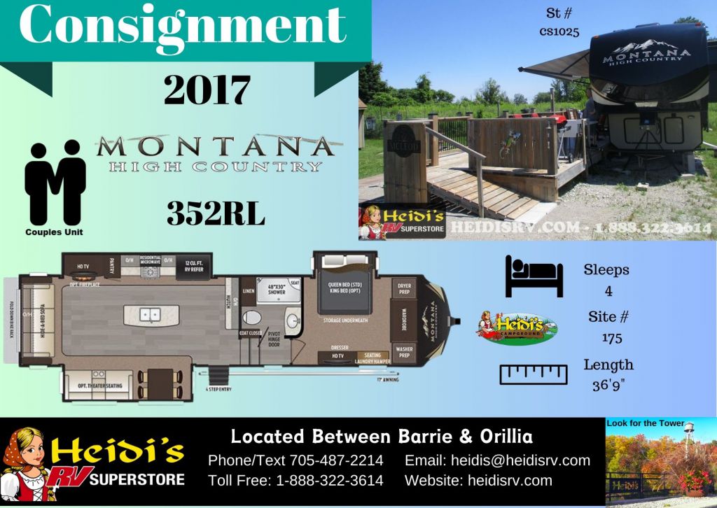 2017 MONTANA HIGH COUNTRY KEYSTONE 352RL (SITE # 175 in HEIDI'S CAMPGROUND *)