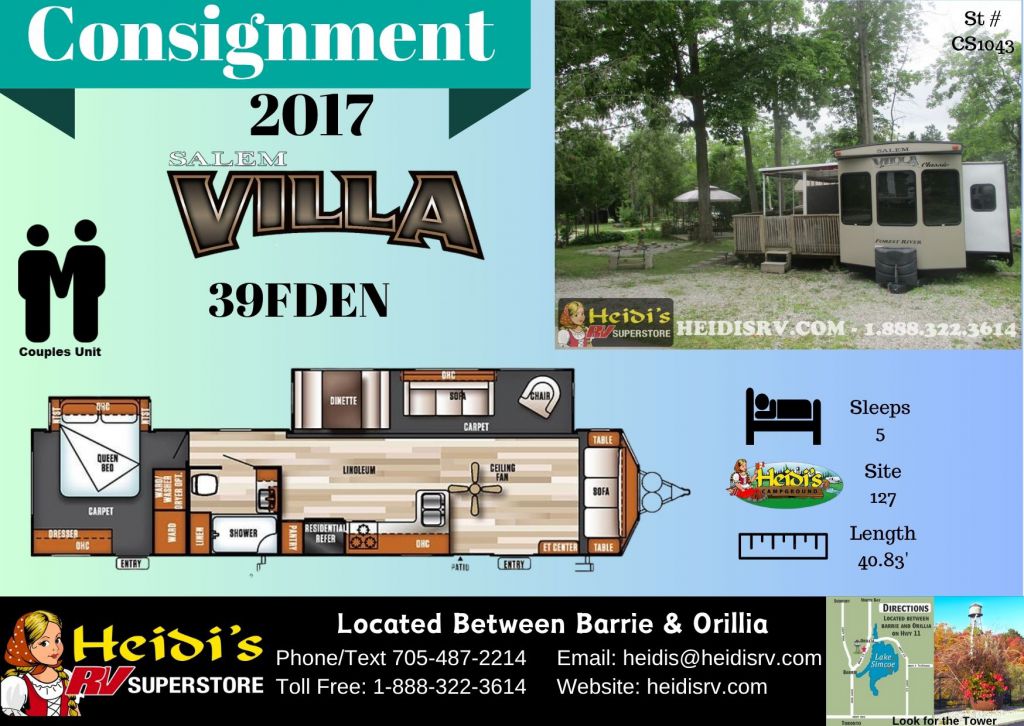 2017 FOREST RIVER SALEM VILLA 39FDEN (SITE # 127 @ HEIDI'S)