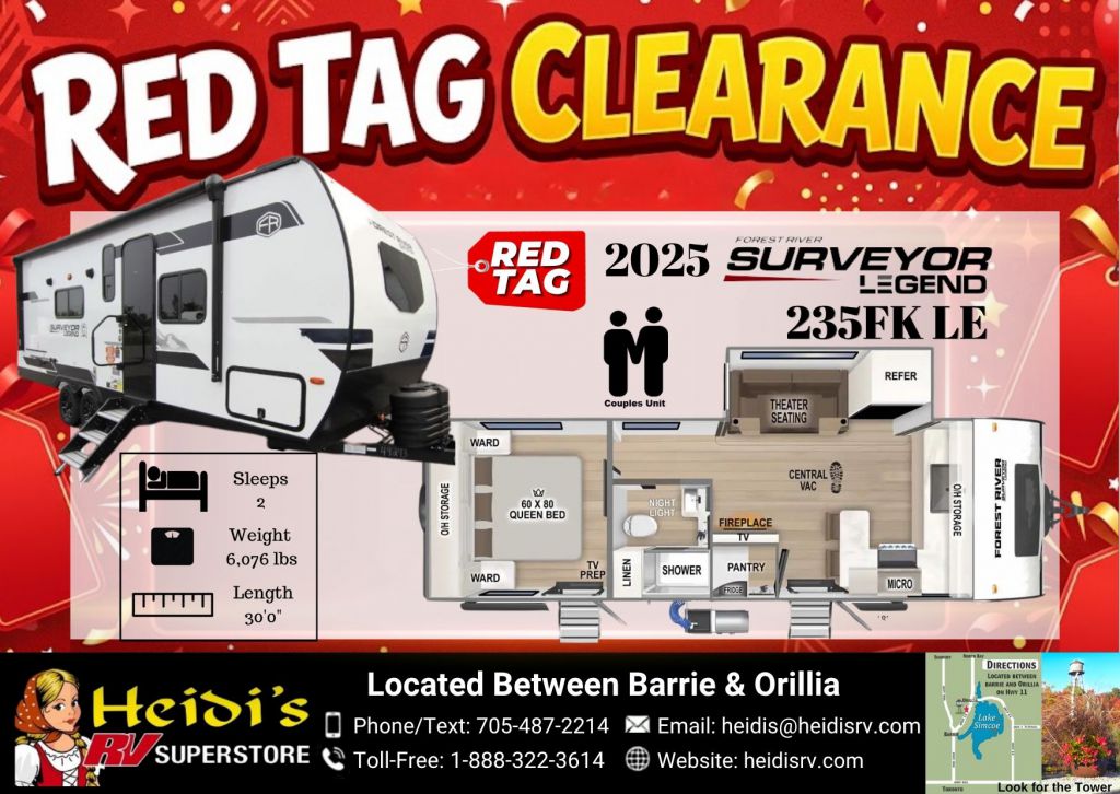 2025 FOREST RIVER SURVEYOR LEGEND 235FKLE (REAR BATH*)