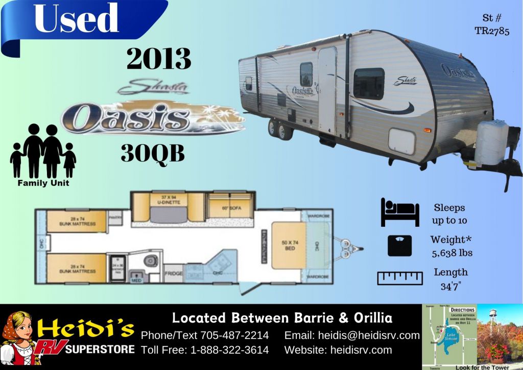 2013 FOREST RIVER SHASTA OASIS 30QB (QUAD BUNKS)