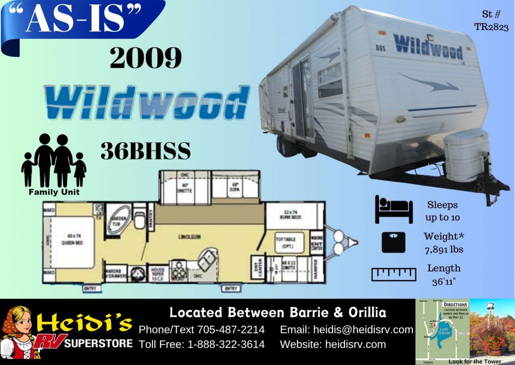 2009 FOREST RIVER WILDWOOD 36BHSS (QUAD BUNKS,