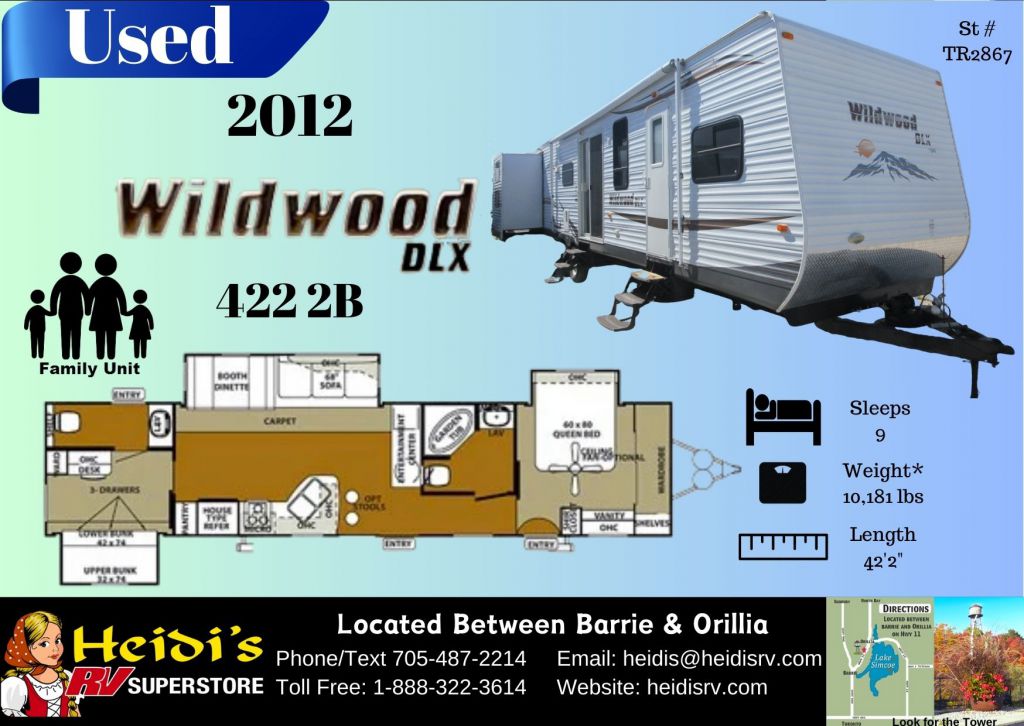 2012 FOREST RIVER WILDWOOD 422 2B (BUNKS, 1 + 1/2 BATHS)