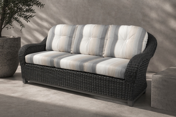 All Weather Resin Wicker Lounge Club Chair Patio Furniture Outdoor Living Sunbrella Oakville Mississauga Burlington Vaughan Toronto Georgetown Hamilton Caledon Umbrella Cantilever traditional patio