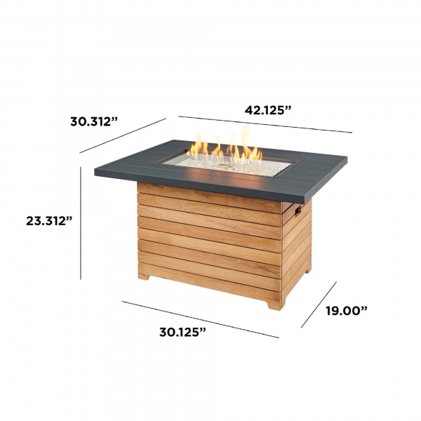 Darien Teak Gas Fire Pit Table - Picture 2