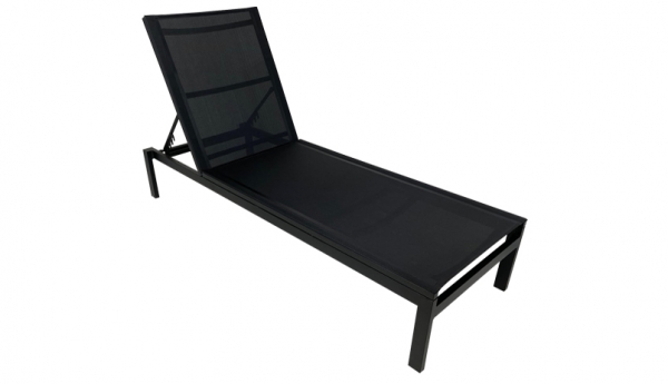 Modern Aluminum Sling Lounger with Wheels, Outdoor Patio Furniture