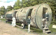 An early 1912 trailer made from a huge hollow spruce log