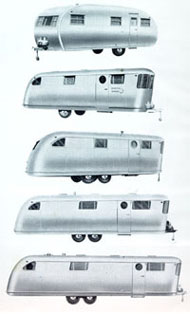 Various models of the Spartan travel trailer