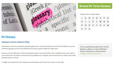 Rv Words Glossary of RVing Terms and Definitions - RVHotline Canada RV Trader